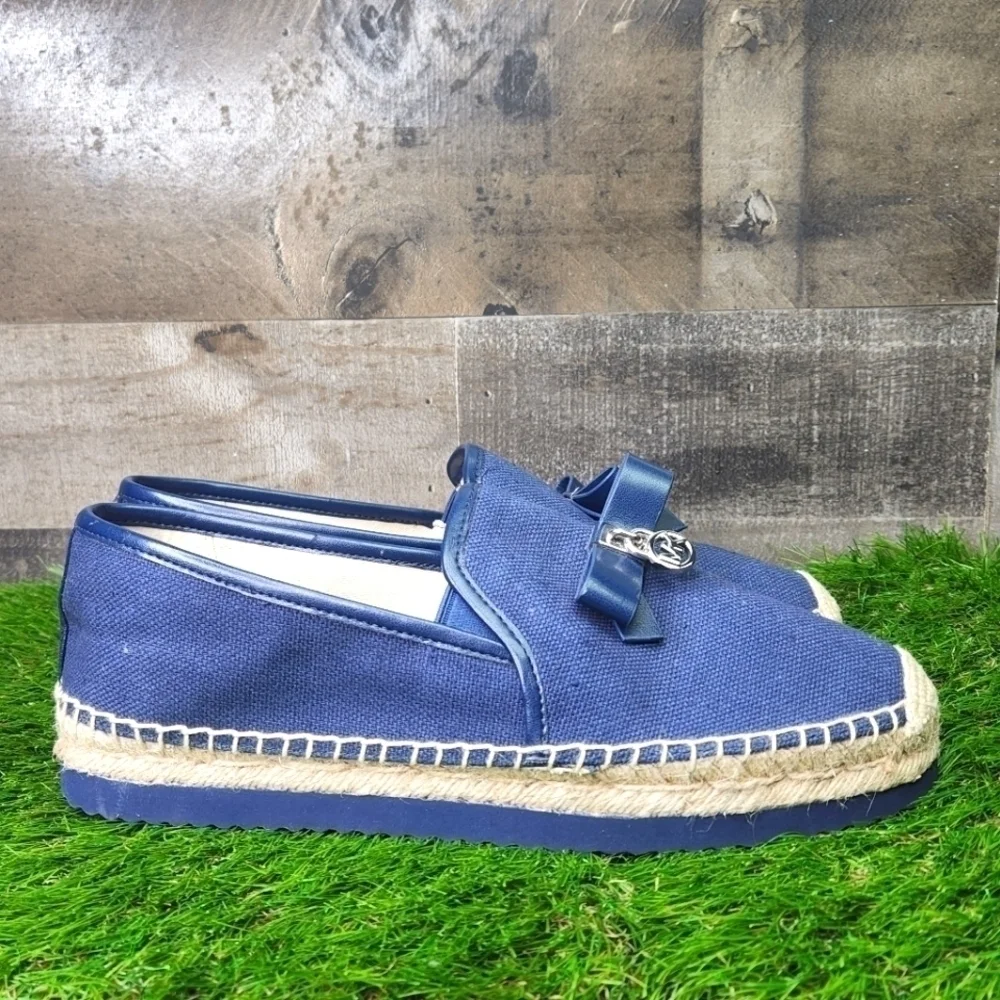 NEW MICHAEL KORS NAVY BOW TIE ESPADRILLES SZ 8